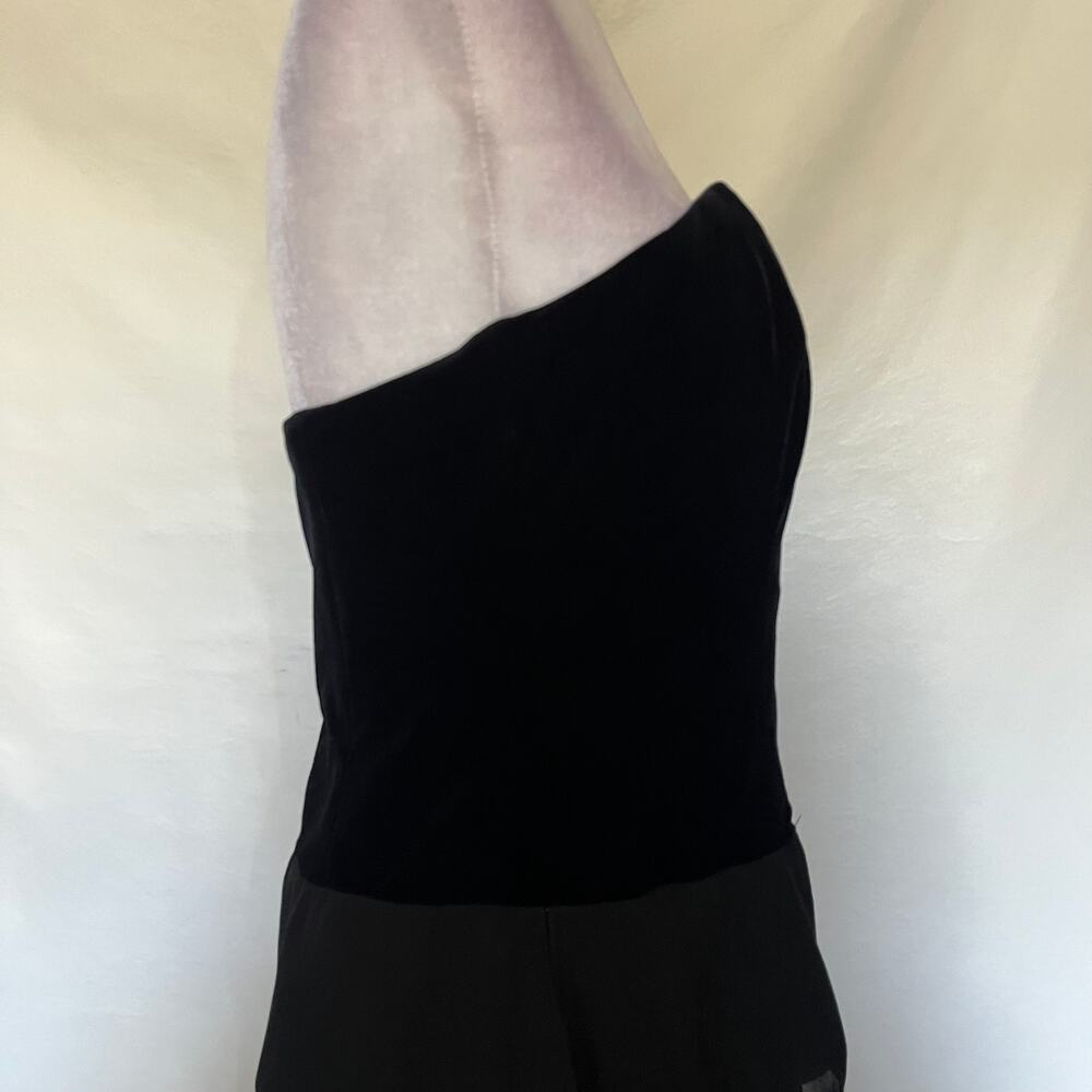 Xscape Joanna Chen Velvet Chiffon Strapless Dress 12 Prom Glam Goth Drop Waist - Picture 11 of 16